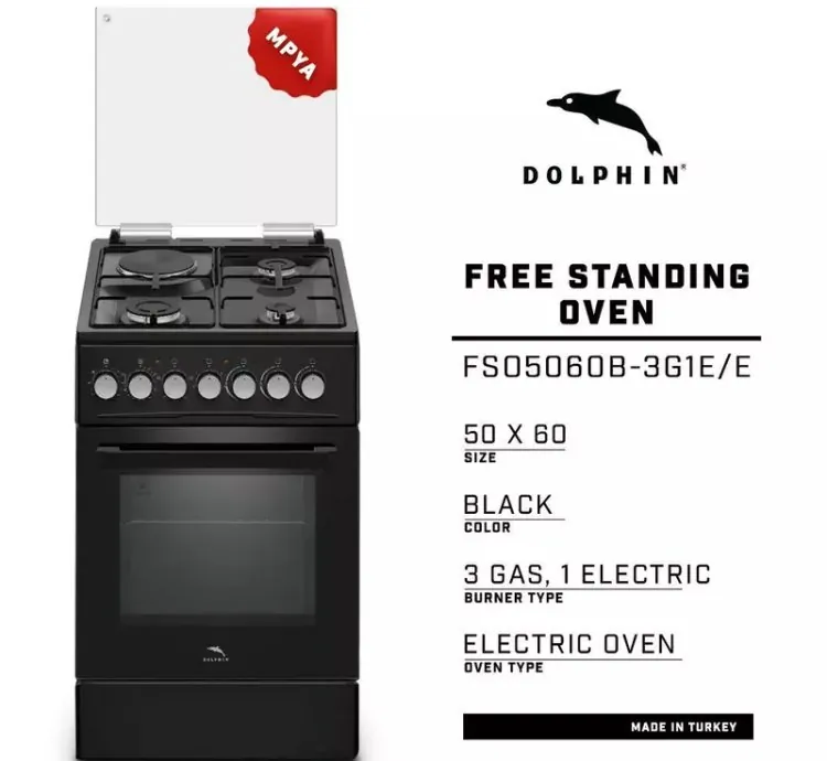 Dolphin Free Standing Cooking Range 50x60 3 Gas Burners 1 Electric Plate with Electric Oven FS05060b-3G1E/E