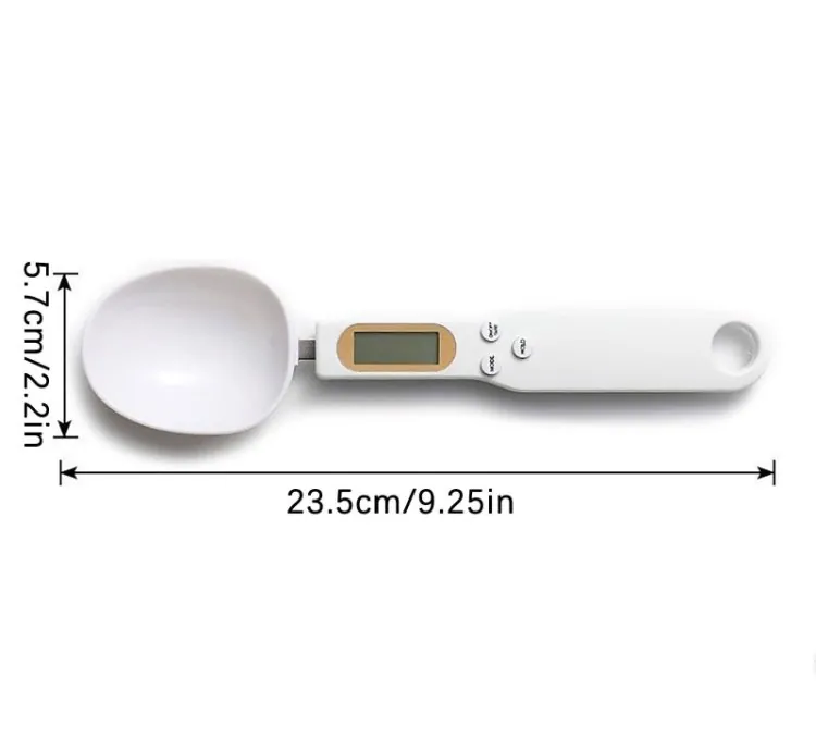 Electronic Digital Kitchen Measuring Spoon Scale 500g/0.1g Used for Milk Tea Flour Spices and Seasoning with LCD Display White