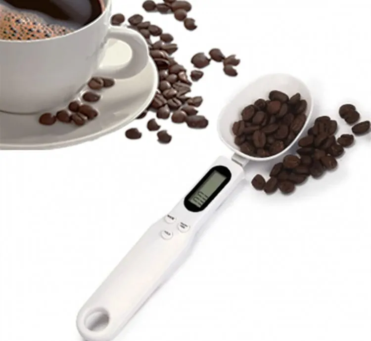 Electronic Digital Kitchen Measuring Spoon Scale 500g/0.1g Used for Milk Tea Flour Spices and Seasoning with LCD Display White
