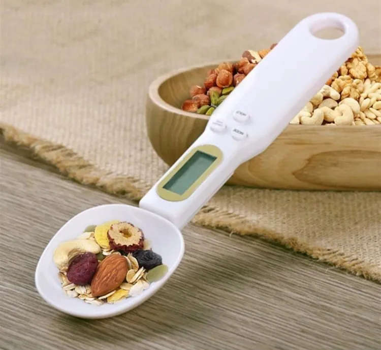 Electronic Digital Kitchen Measuring Spoon Scale 500g/0.1g Used for Milk Tea Flour Spices and Seasoning with LCD Display White