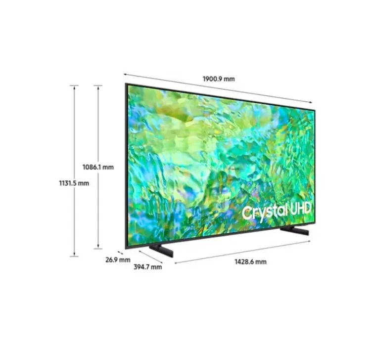 Samsung 85" Crystal UHD 4K Smart TV Series CU8000 with Air Slim Design, OTS Lite, Smart Hub, Q-Symphony, Motion Xcelerator, SolarCell Remote 85CU8000