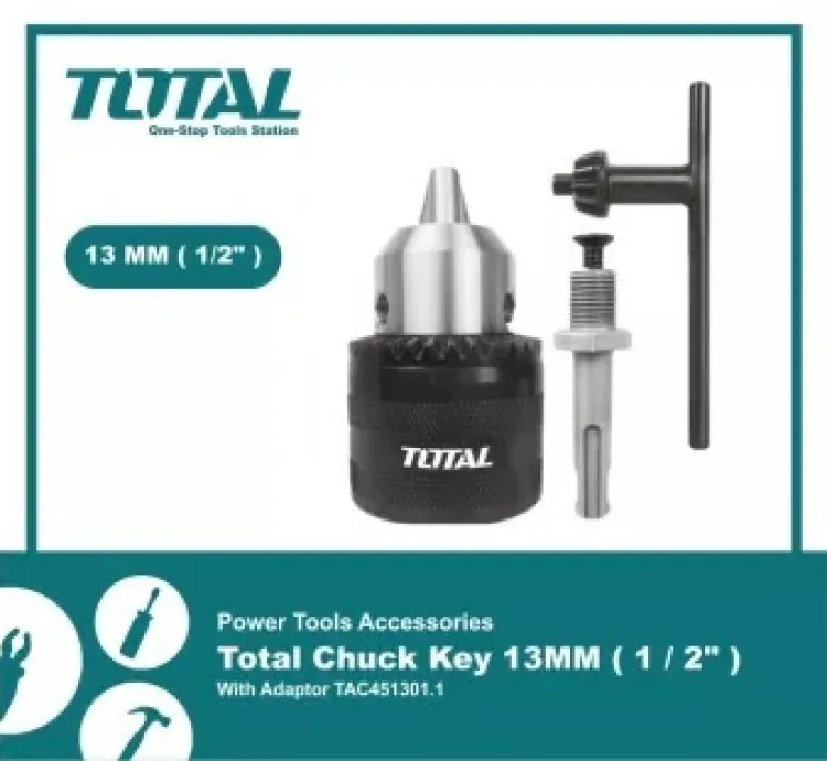 Total Drill Chuck with Key & SDS Adaptor 13mm TAC451301.1