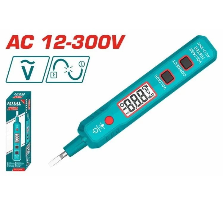 Total Digital Screw Driver Tester Pencil AC 12-300V with LCD Display, Sound & Light Alarm, Auto Power Off, Low Battery Indication THT2930021