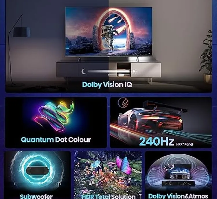 Hisense 55" Smart UHD 4K Quantum ULED TV with Dolby Vision Atmos, HDR 10+, 240Hz HRR Panel, 4K Resolution, Channel Speakers with Sub Woofer , Dolby Audio Sound 55E7K
