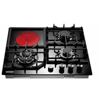 Homebase Table Top Cooker 3 Gas Burners 1 Electric Hot Plate Glass Top HB-4818D4