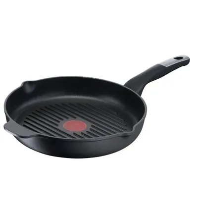 Tefal Unlimited Grill Pan 26x26CM Titanium Non Stick Anti Scratch Safe Non Stick G6 Unlimited Round Grillpan With Pouring Edge Frying Pan Black Cast Aluminum E2294074