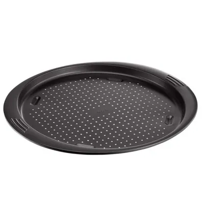 Tefal Easy Grip Pizza Pan Round 34 CM Carbon Steel Easy Handling Large Handles Non-Stick Coating Easy Release Easy Cleaning Dark Grey J1629045