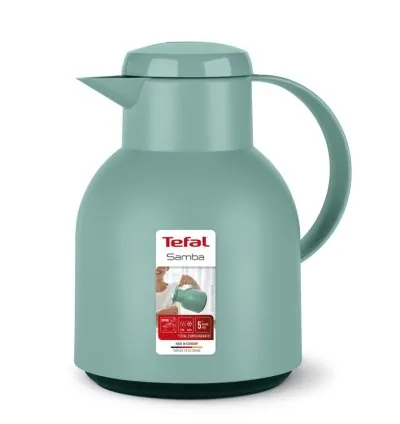 Tefal Samba Jug 1 Liter Green Isothermal Jug Translucent Vacuum Flask Plastic-Polypropylenex (PP) Glass Liner F4010210