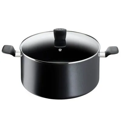 Tefal Super Cook Stew Pot 32cm + Lid Non Stick Thermo Signal 100% Safe Stew Pan Black Aluminium B4595484