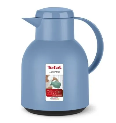 Tefal Samba Jug 1 Liter Blue Isothermal Jug Translucent Vacuum Flask Plastic-Polypropylenex (PP) Glass Liner K3035312 F4010110
