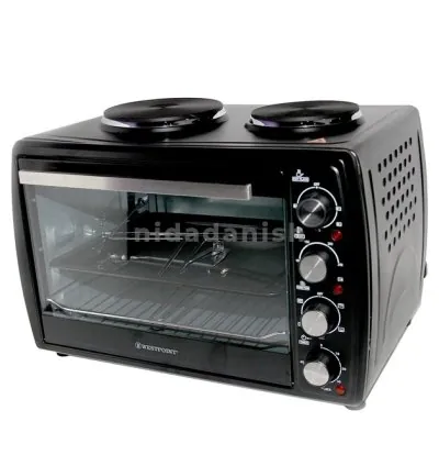 Westpoint Mini Oven 45L 2 Hotplate + Grill + Turnspit Black WOY-45215.4