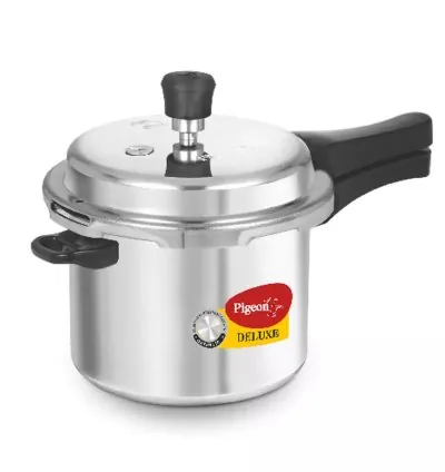 Pigeon Pressure Cooker 3L Deluxe Aluminium Outer Lid Gas Stove Compatible Ergonomically Designed Handle PP3