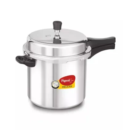Pigeon Pressure Cooker 5L Deluxe Aluminium Outer Lid Gas Stove Compatible Ergonomically Designed Handle PP5