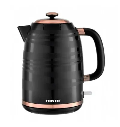 Nikai Kettle 1.7L Cordless 2200W Black & Bronze 360 Degree Rotation Removable Filter Net Electric Jug Water Window NK244P