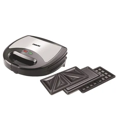 Nikai Sandwich Grill & Waffle Maker 750W 3 Detachable Plate Cool Touch Housing Pilot Light Indicator Cool Touch Housing NGT323D