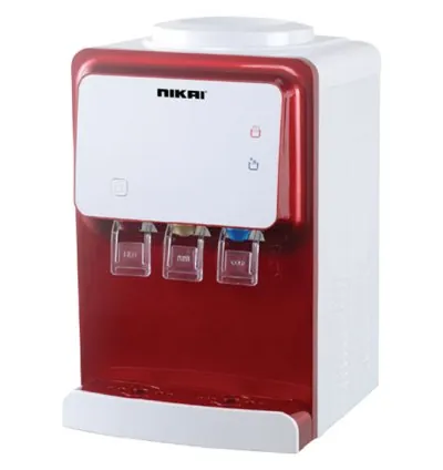 Nikai Water Dispenser Table Top Anti-Bacterial Child Lock CFC Free Triple Faucet Dispensing Removable Drip Tray Inner Stainless Steel NWD1900T Red