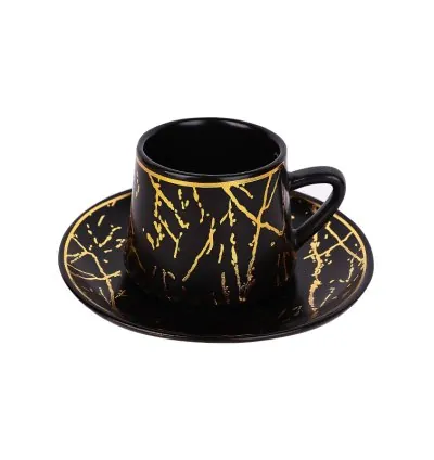 Nadstar Porcelain Cup & Saucer Golden Print Tea Coffee Cups 0030-1/2