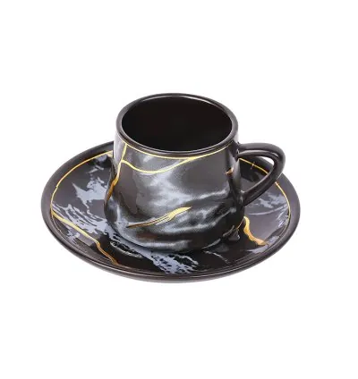 Nadstar Porcelain Cup & Saucer Golden Print Tea Coffee Cups 0035-1/2