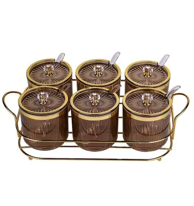 Nadstar Seasoning Pots 6pcs Set Condiment Pots Food Container with Lids and Spoons ST0606-1/2