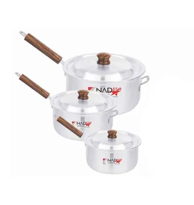 Nadstar Saucepan 3Pcs Set With Lid Smooth Wooden Handle 23-28 3x5