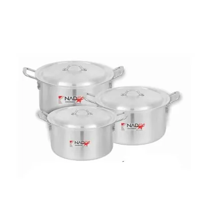 Nadstar Cookware Set 3Pcs Set With Lid & Handle Metal Finish Sufuria 4L 5.5L 7L 2x4