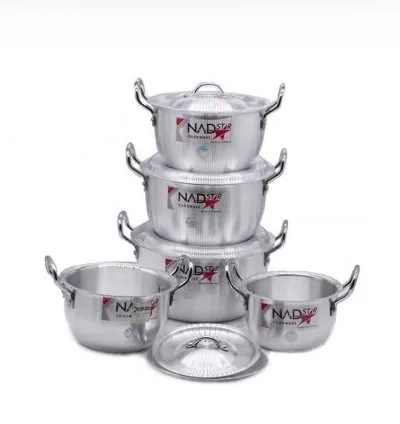 Nadstar Cookware Set 5Pcs Set With Lid & Handle Metal Finish Sufuria Delish Modern Handles Hygienic 3x7