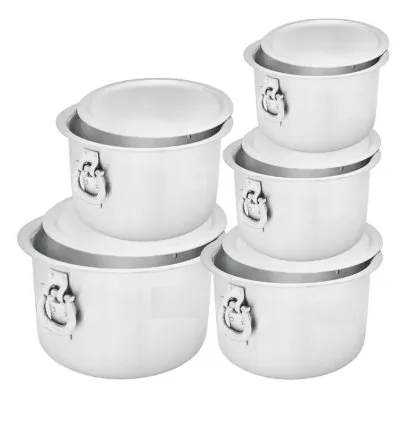 Nadstar Aluminium Sufuria 5pcs with Lid & Handle 210L 230L 250L 275L 300L Cookware Set Tope Cooking Pot for Commercial Use - Gauge 6 Kitchen Heavy Duty Tapela