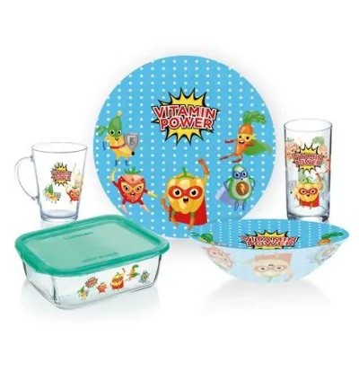 Luminarc Kids Glass Dinner Set Vitamin Power Junior 5pcs P7869