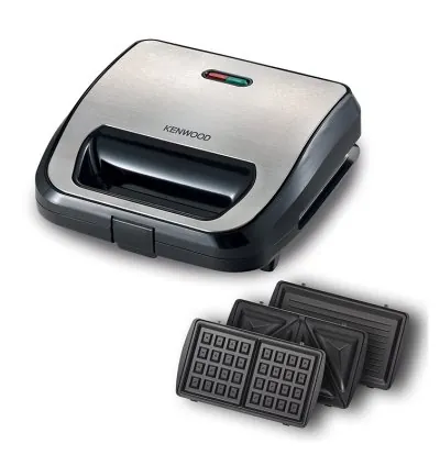 Kenwood Sandwich Maker 3 In 1 Sandwich Grill/Griddle Waffle 3 Sets of Non Stick Multifunctional Plates for Grilling Toasted Sandwiches and Waffles SMM02.000SI