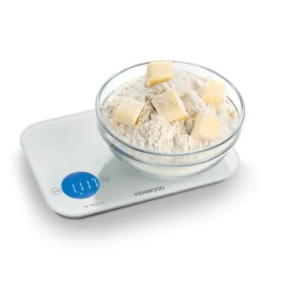Kenwood Digital Kitchen Scale With 6 Weighing Units 3mm Tempered Glass Touch Control 3 Aaa Batteries Tare/Zero Function Auto Shut-Off White1G-8Kg Capacity WEP50.000WH