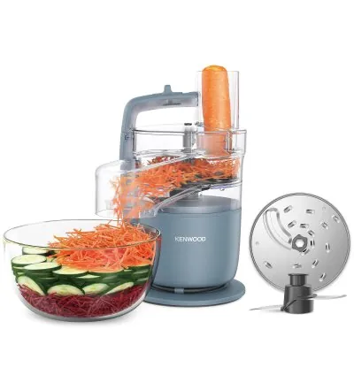 Kenwood Food Processor 650W MultiPro Go Chopping Slicing Grating Pureeing and Kneading Dough with Express Serve 1.3L Bowl Knife blade 4mm Slicing/Grating Disk FDP22.130GY