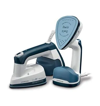 Kenwood 2-in-1 Garment Steamer + Steam Iron 1000W with Rotary Plate Ceramic Soleplate LED Light GSP40.000WB