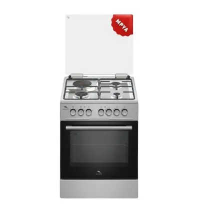 Dolphin Free Standing Cooking Range 60x60 3 Gas Burners 1 Electric Hot Plate & Electric Oven Inox FS06060I-3G1E/E