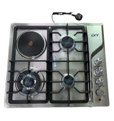 Digi Wave Hob 3 Gas Burner with1 Hot Plate Auto Ignition 60x60x 8MM Steel Body DWGC 2003