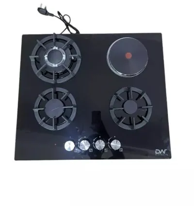 Digi Wave Hob 3 Gas And 1 Hotplate Burner with Auto Ignition 60x60x 8MM Tempered Glass DWGC 2001