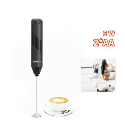 Decakila Milk Frother Handheld Battery Operated AA 1 Button Easy to Start Mini Whisker Foam Maker KMCF035B