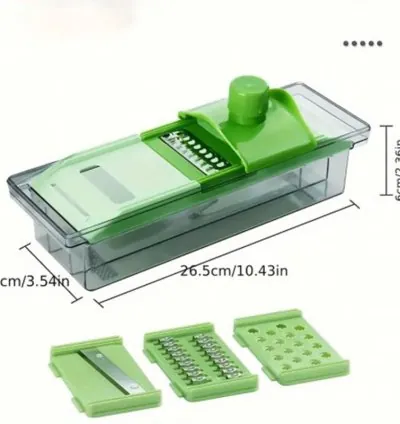 Decakila Manual Vegetable Grater 6in1 - SS Blade Easy to Use Safety Design Veggie Chopper Onion Chopper Vegetable Chopper with Container Mandoline Slicer KMTT083W