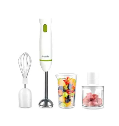 Decakila Hand Blender 4 in1 Multifunction 600W Chopper Bowl 350ML With Mixer & Cup With 1 350ml Chopper Bowl With 1 Whisk With 1 Measuring Cup KEJB038W