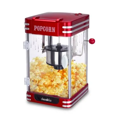 Decakila Popcorn Maker 310W Kettle 2.5 oZ Rolling Stirrer Non-stick Surface Detachable Plate Easy Washing KETT019R