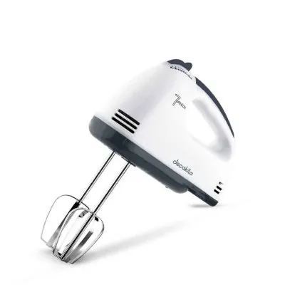 Decakila Hand Mixer 120W 7 Speed White Steel Beaters & Hook With Speed Control Knead or Beat & Mix KEMX016W