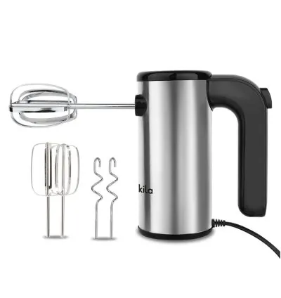 Decakila Hand Mixer 200W 5 Speed Silver With Individual Eject Button With 2pcs Beaters & Dough Hooks Beater KEMX009M