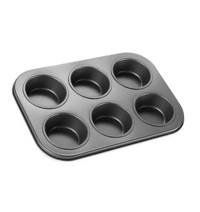 Decakila Muffin Tray 6 Holes 26.5x18.5x3 CM Cup Cake Mold Non Stick Cake Pan BPA Free KMTT079B