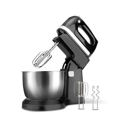 Decakila Hand Mixer 250W With 3.5L Stainless Steel Bowl 5 Speed With Turbo Silver & Black Steel Beaters & Hook KEMX012B