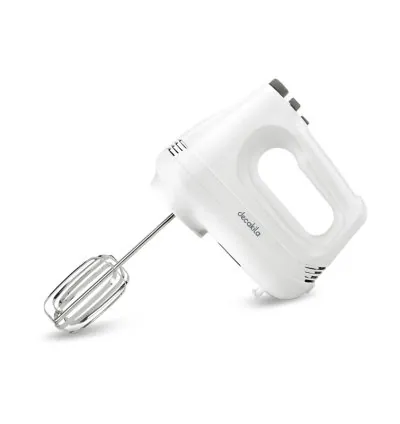 Decakila Hand Mixer 200W 6 Speed With Turbo White Steel Beaters & Hook With Speed Control Knead or Beat & Mix KEMX001W