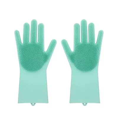 Silicone Hand Gloves Reusable Heat Resistant for Kitchen Bathroom Dishwashing Pet Grooming Car Washing 1 Pair