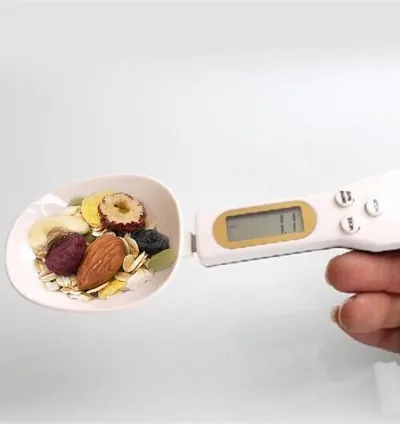 Electronic Digital Kitchen Measuring Spoon Scale 500g/0.1g Used for Milk Tea Flour Spices and Seasoning with LCD Display White