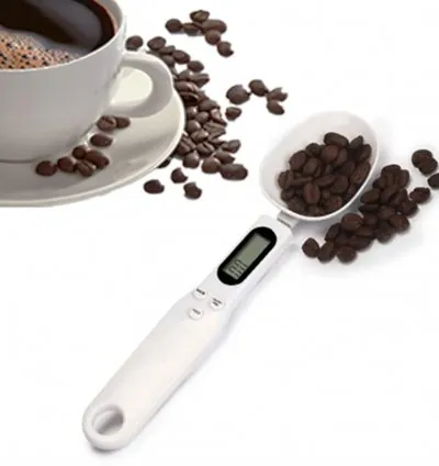 Electronic Digital Kitchen Measuring Spoon Scale 500g/0.1g Used for Milk Tea Flour Spices and Seasoning with LCD Display White