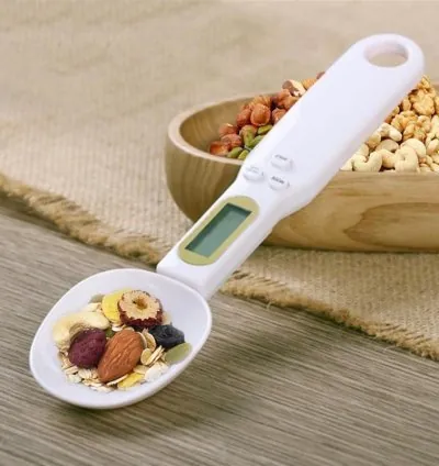 Electronic Digital Kitchen Measuring Spoon Scale 500g/0.1g Used for Milk Tea Flour Spices and Seasoning with LCD Display White