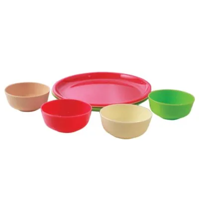 Cello Plastic Plate & Bowl Set Round Party 260 x 260 x 20 - 115 x 40mm 8pc Set (Pack of 3)