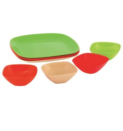 Cello Plastic Plate & Bowl Set Square Party 260 x 20 - 110 x 50mm 8pc Set (Pack of 3)